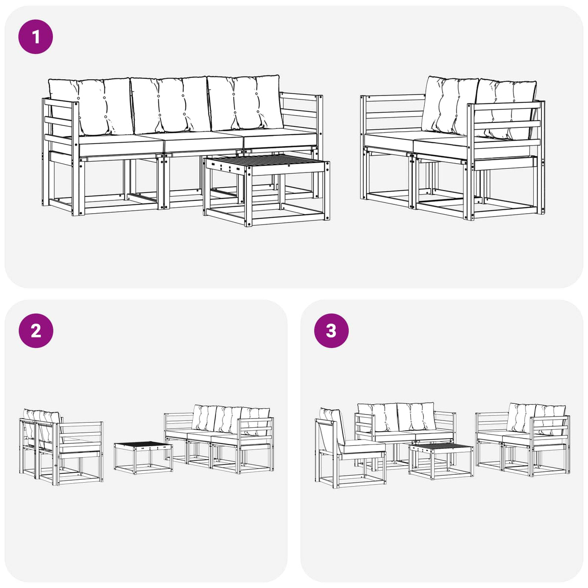 Set vanjskih sofa 6 kom. Prirodna i svijetlo siva