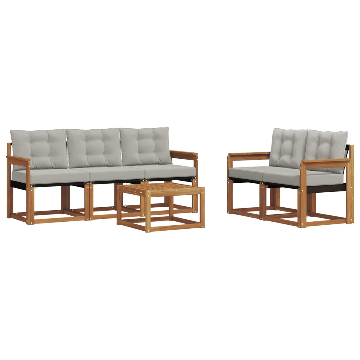 Set vanjskih sofa 6 kom. Prirodna i svijetlo siva