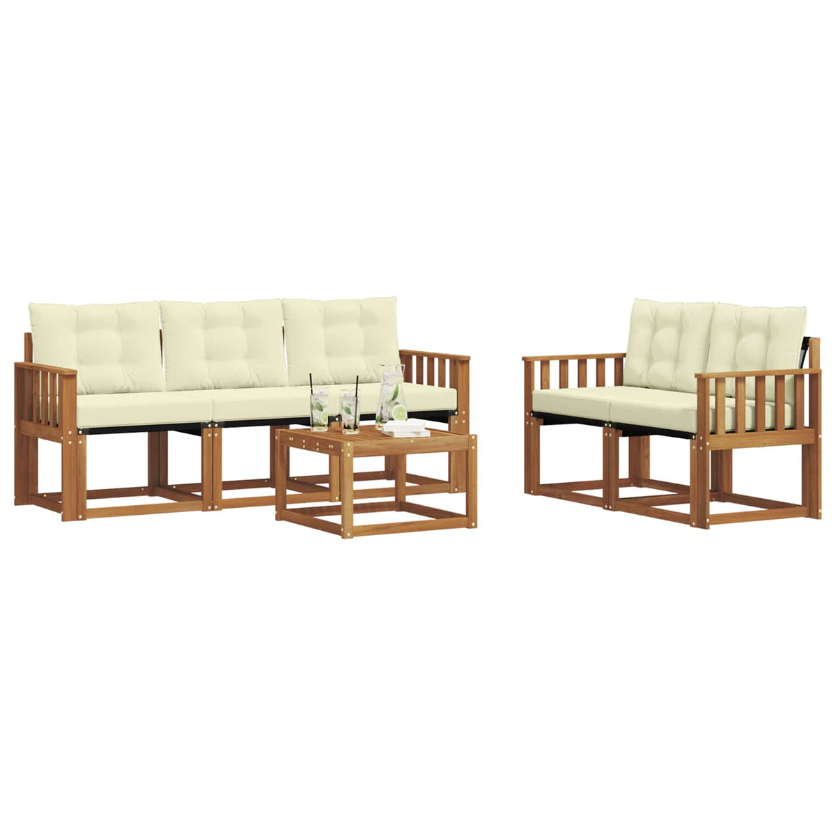 Set vanjskih sofa 6 kom. Prirodna i krem