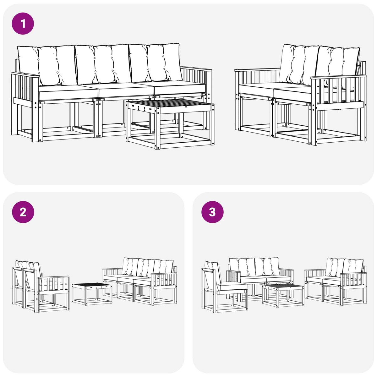 Set vanjskih sofa 6 kom. Prirodna i krem