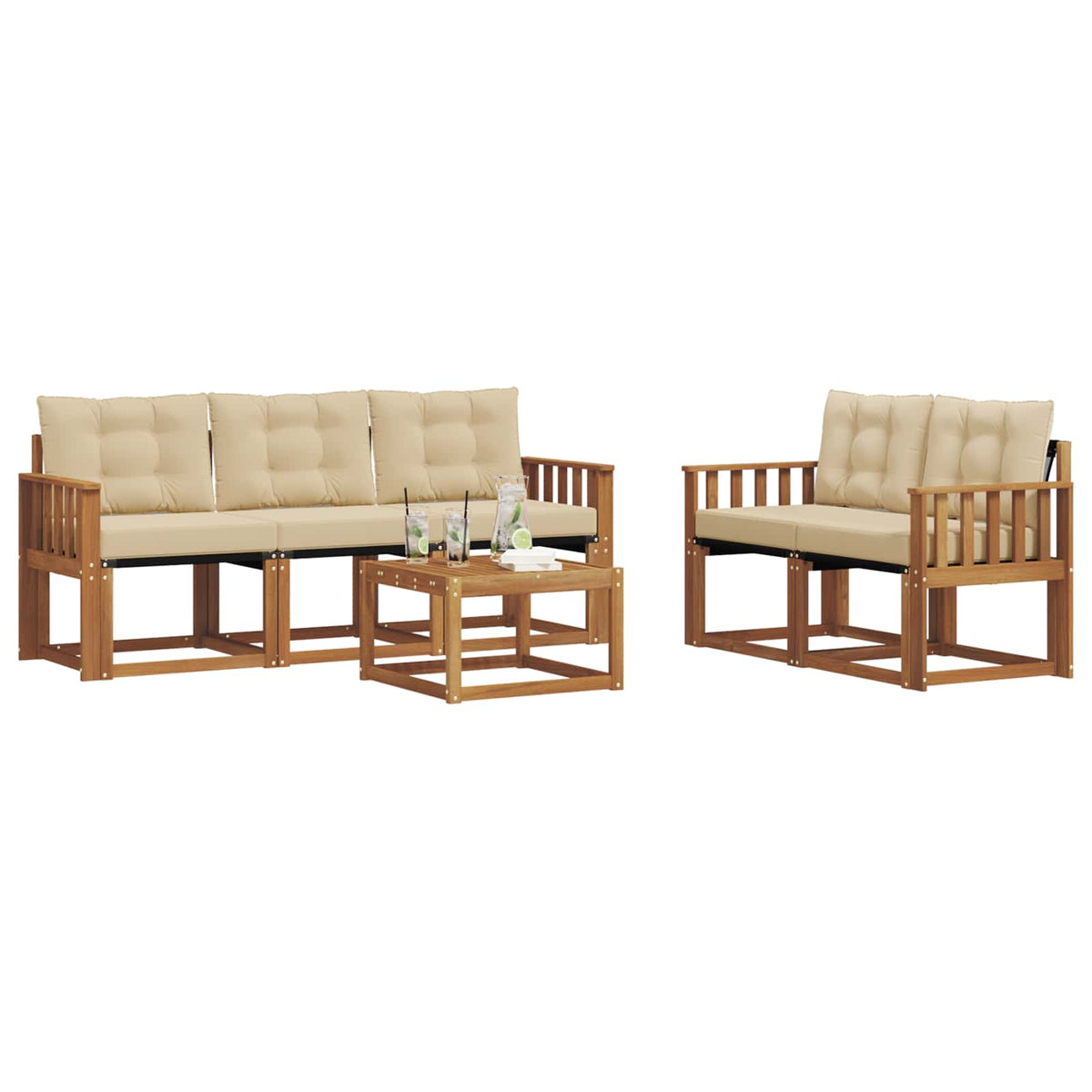 Set vanjskih sofa 6 kom. Prirodna i bež