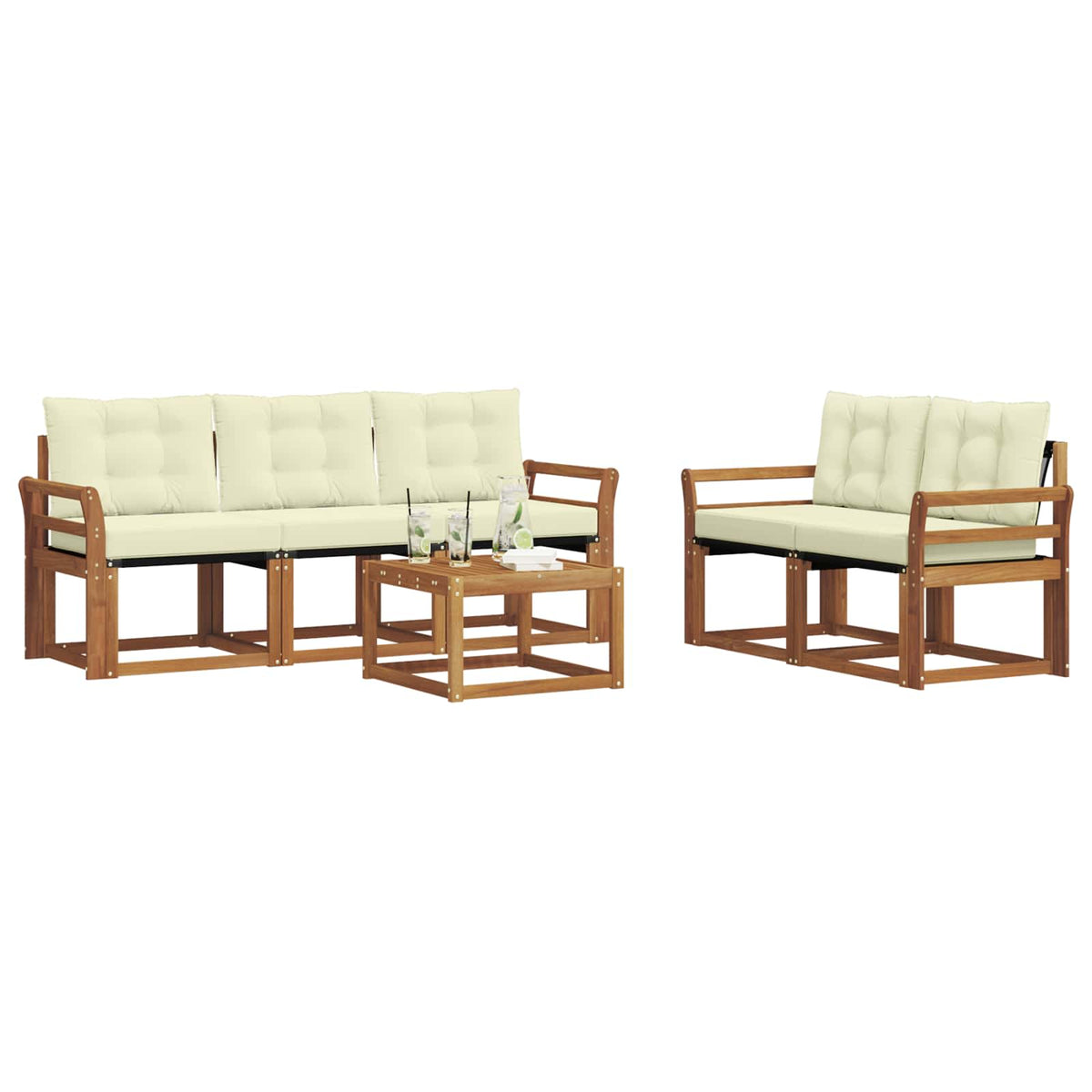 Set vanjskih sofa 6 kom. Prirodna i krem