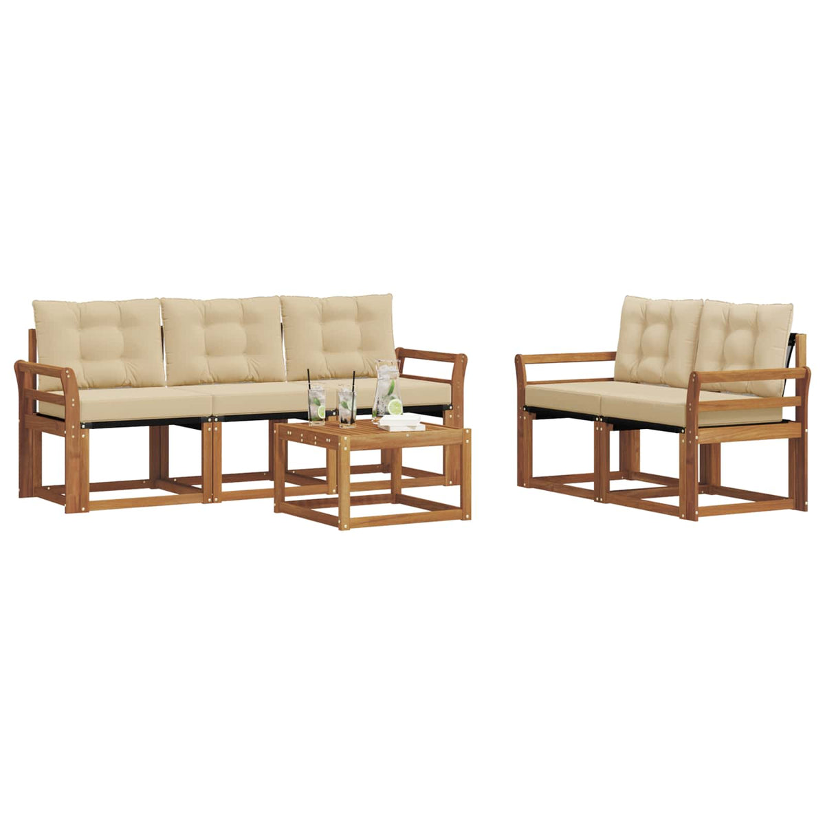 Set vanjskih sofa 6 kom. Prirodna i bež