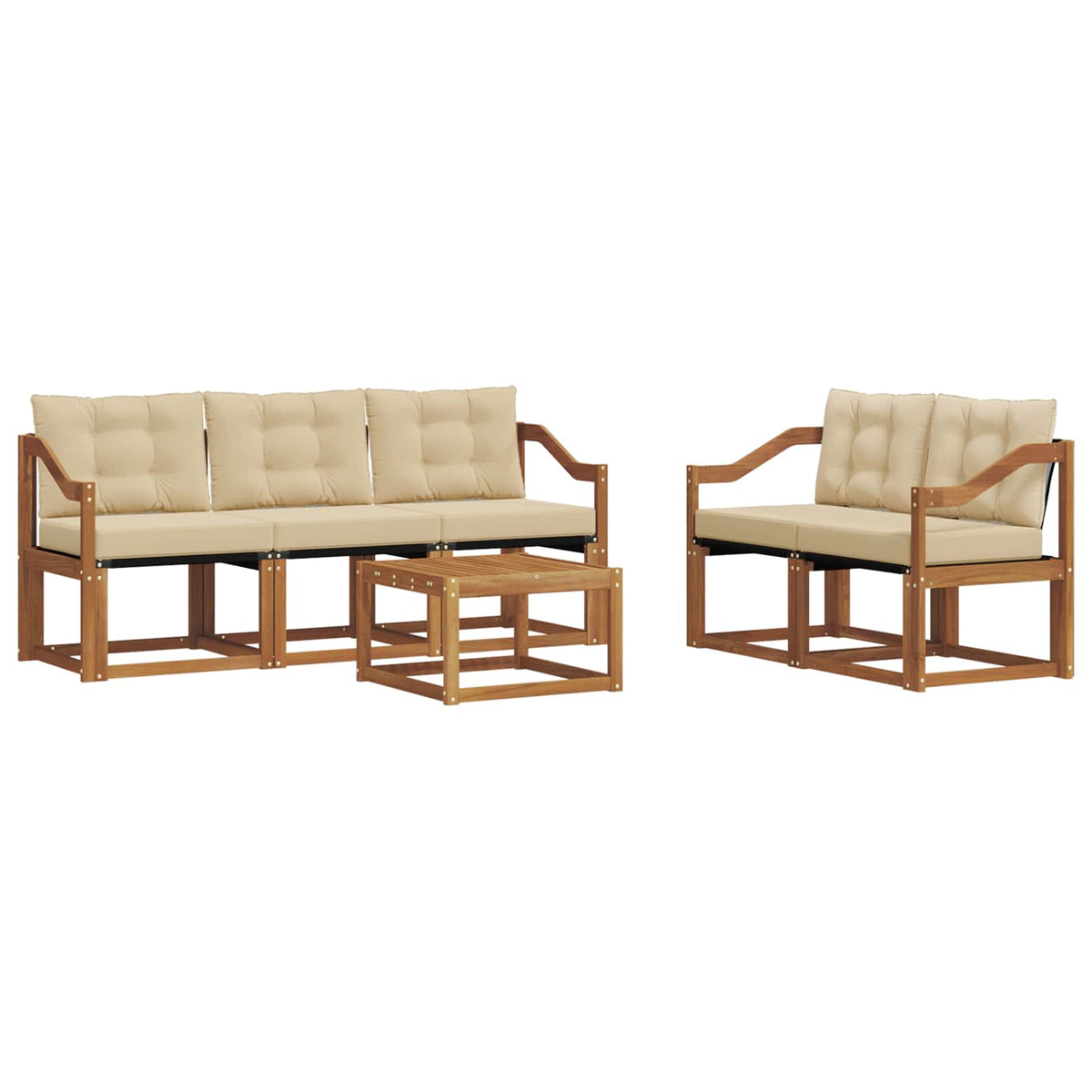Set vanjskih sofa 6 kom. Prirodna i bež
