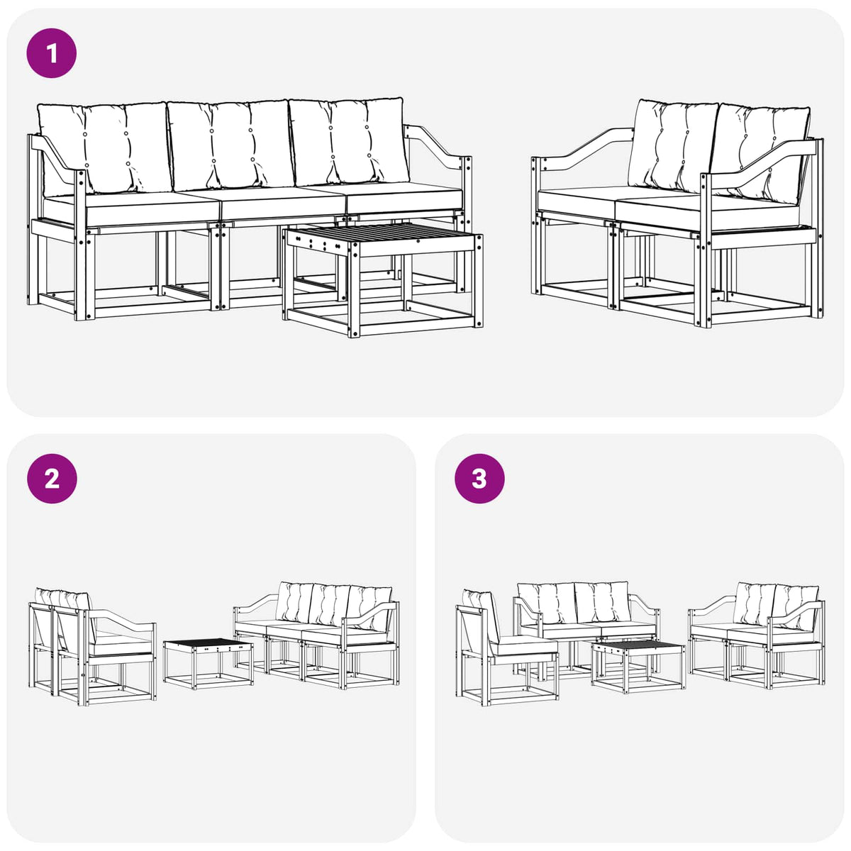 Set vanjskih sofa 6 kom. Prirodna i bež