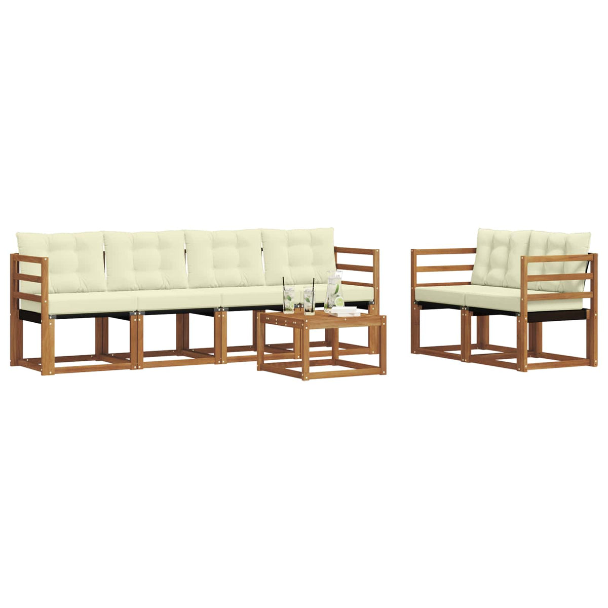 Set vanjskih sofa 7 kom. Prirodna i krem