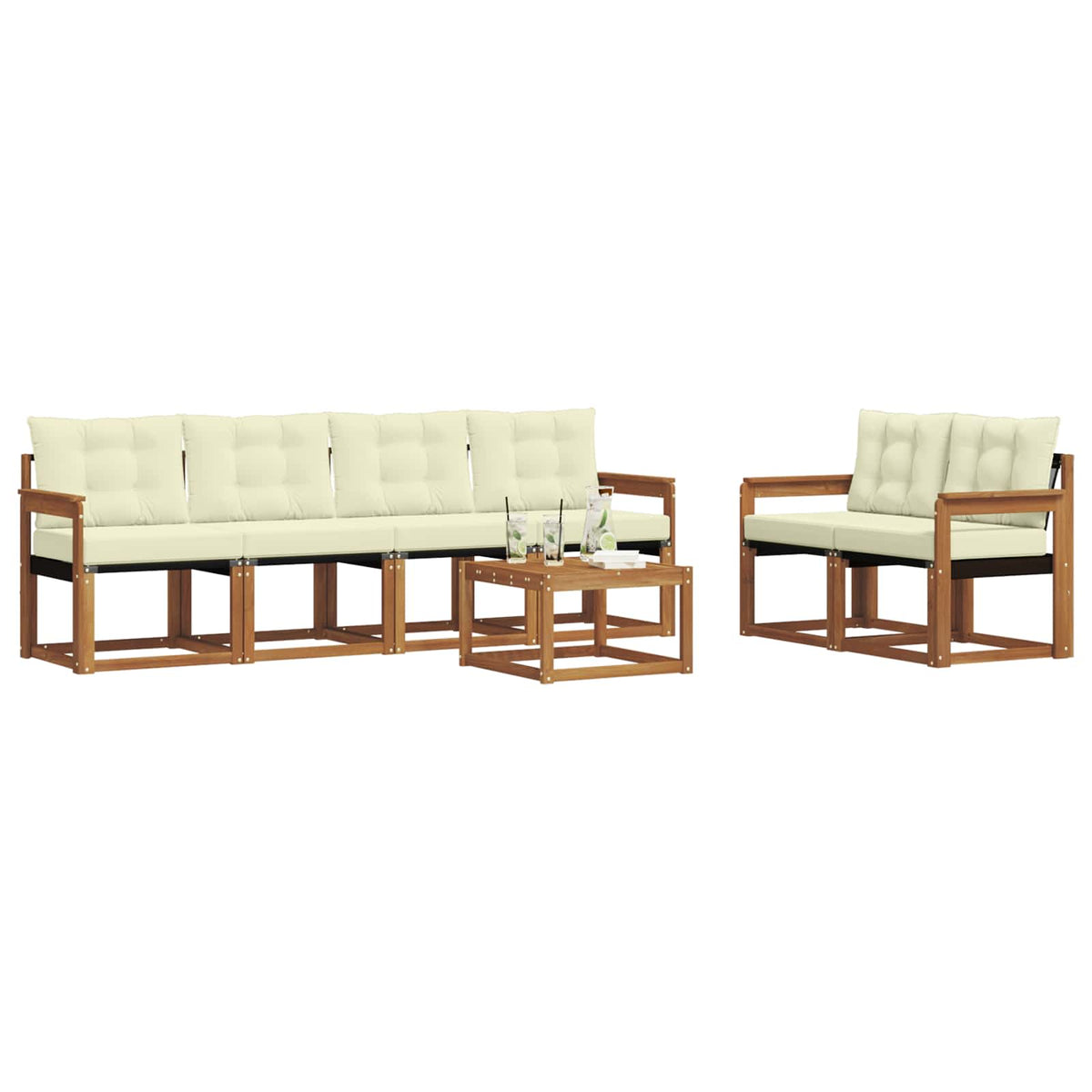 Set vanjskih sofa 7 kom. Prirodna i krem