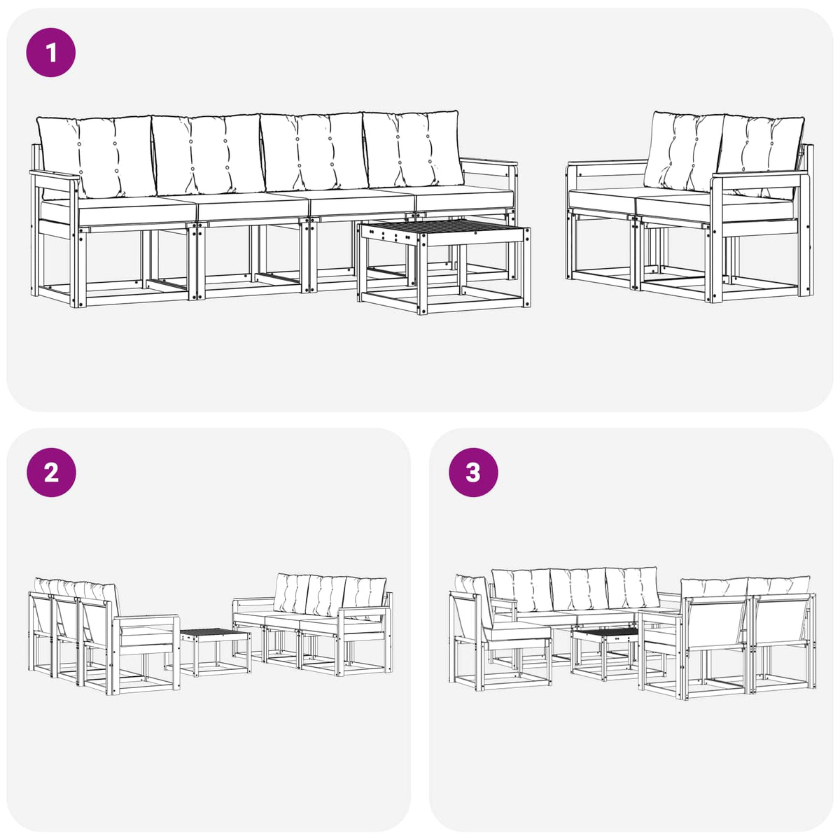 Set vanjskih sofa 7 kom. Prirodna i krem