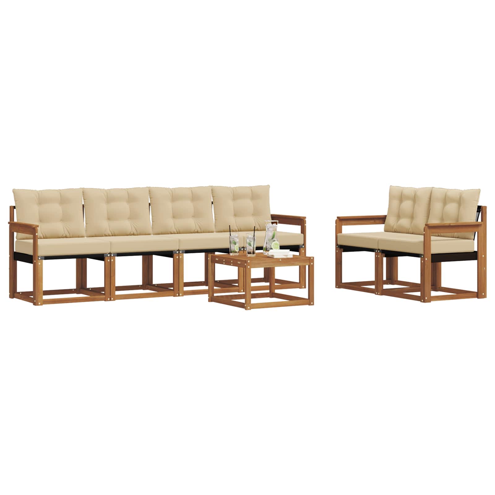 Set vanjskih sofa 7 kom. Prirodna i bež