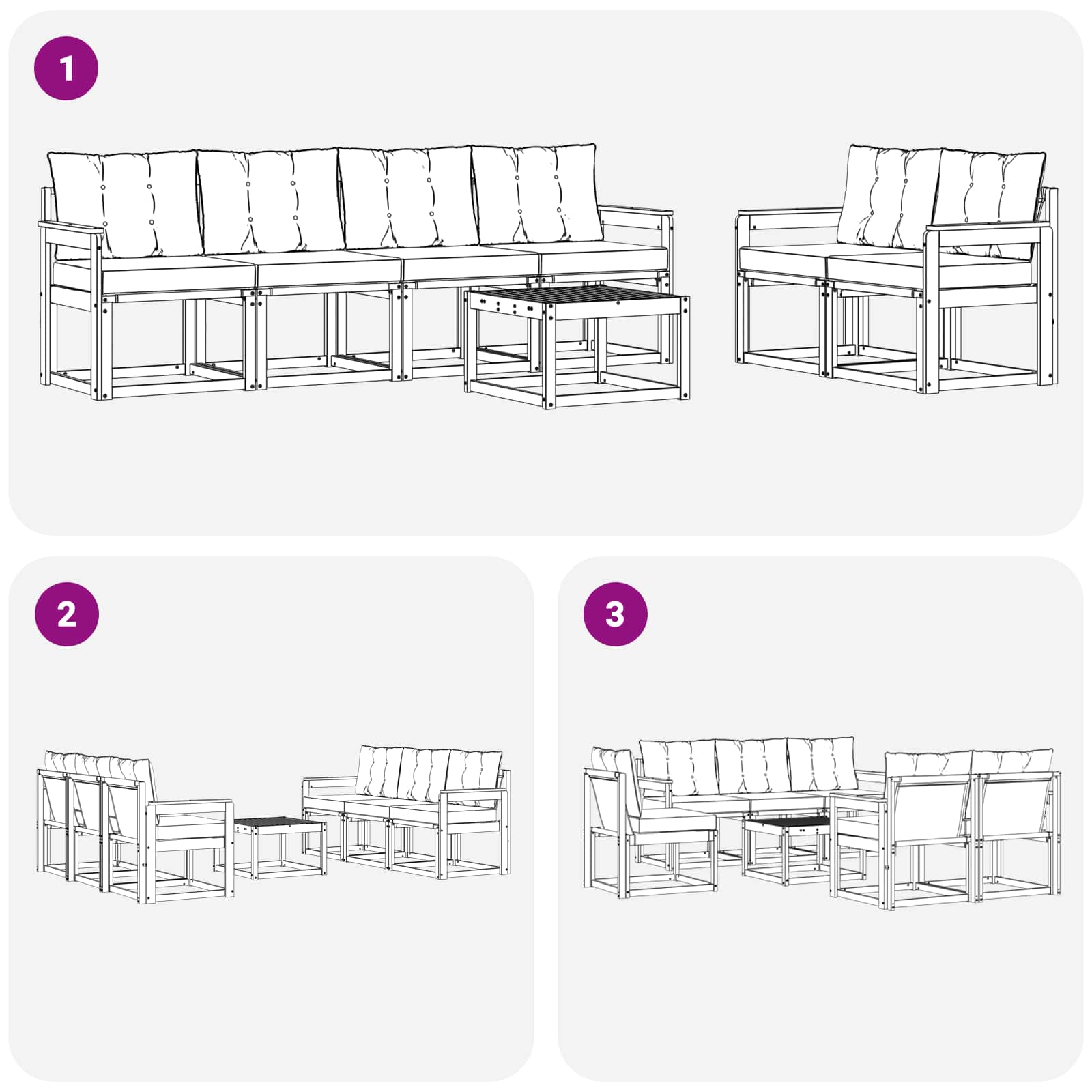 Set vanjskih sofa 7 kom. Prirodna i bež