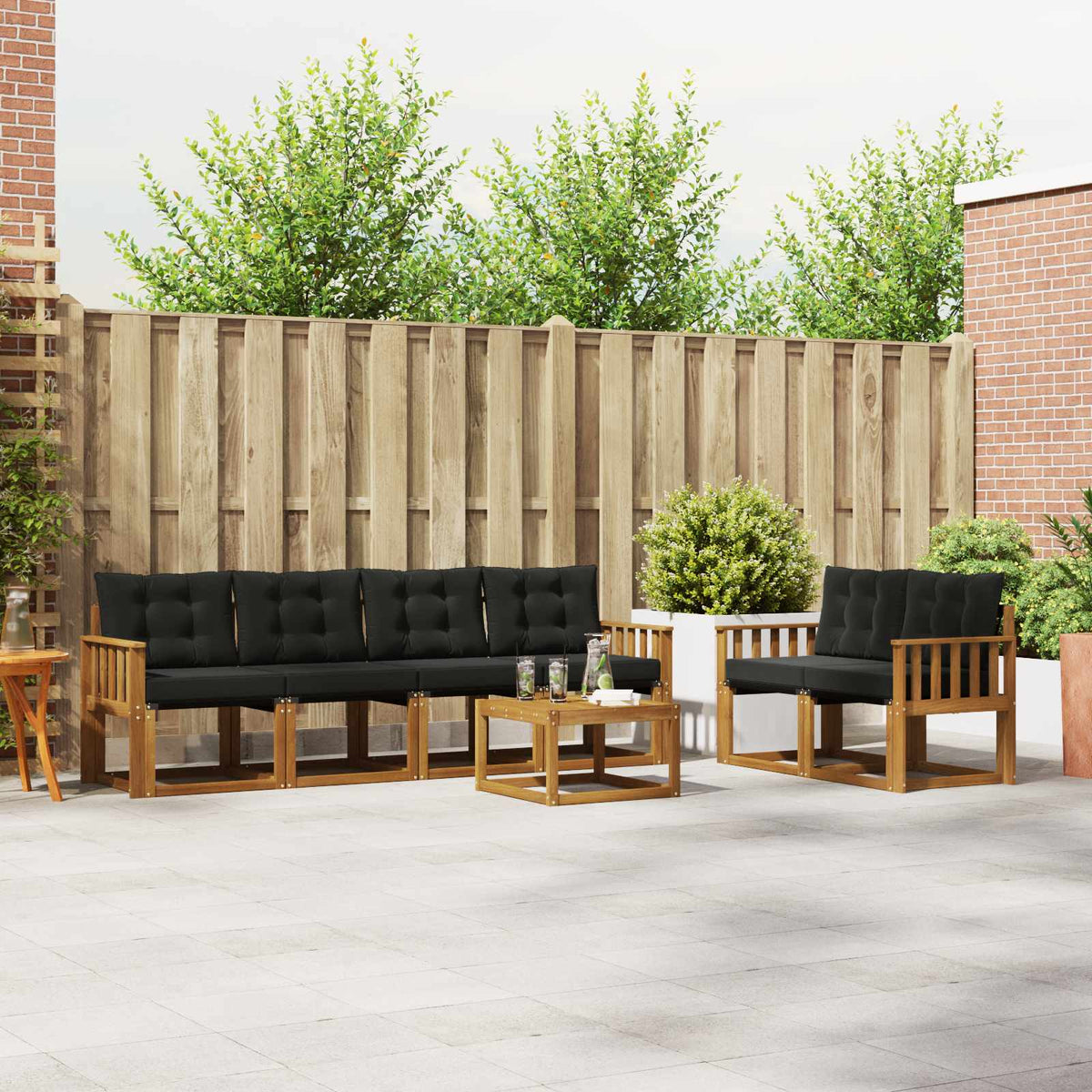 Set vanjskih sofa 7 kom. Prirodna i crna