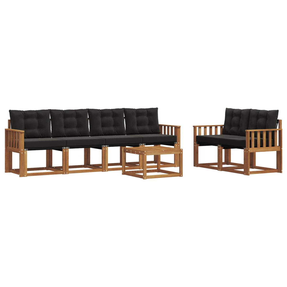 Set vanjskih sofa 7 kom. Prirodna i crna