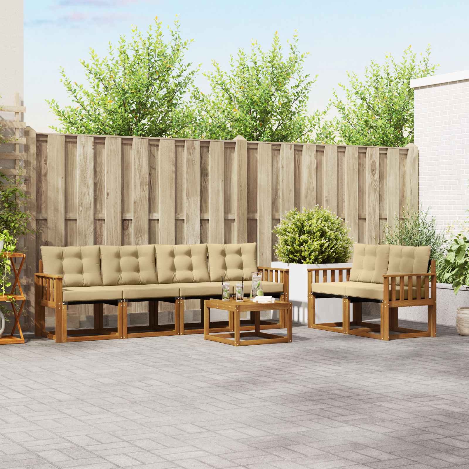 Set vanjskih sofa 7 kom. Prirodna i bež