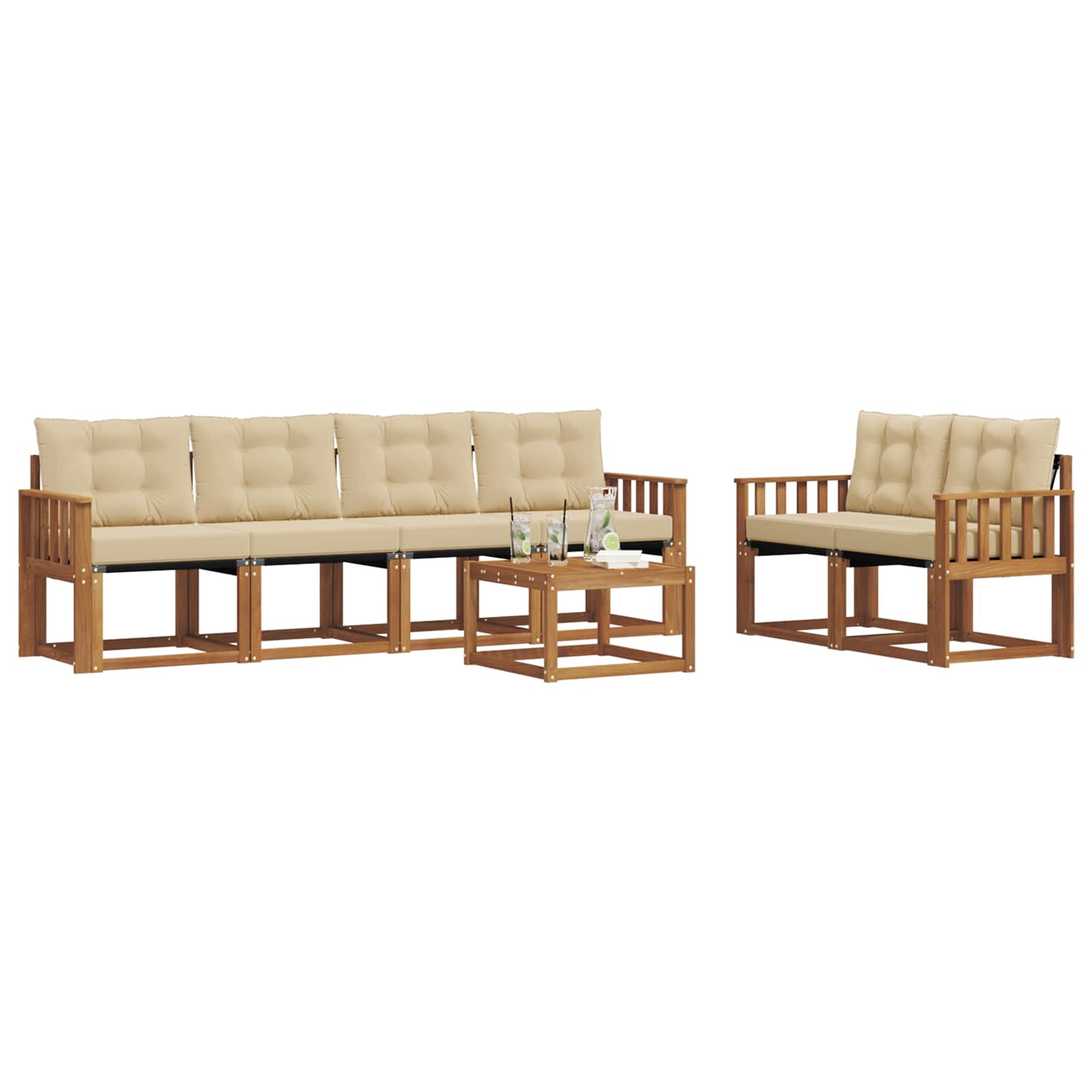 Set vanjskih sofa 7 kom. Prirodna i bež