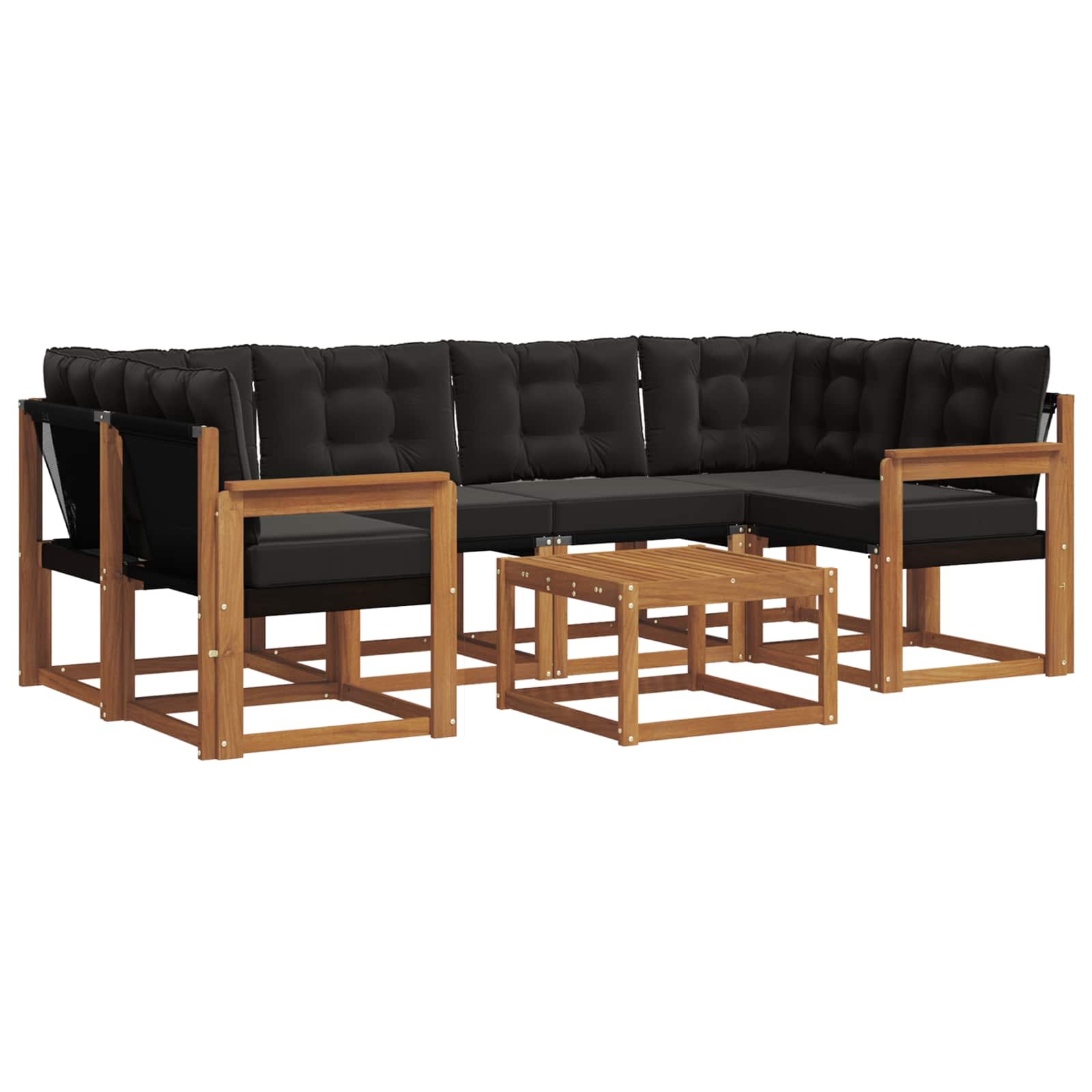 Set vanjskih sofa s jastukom 7 pcs Prirodna i crna