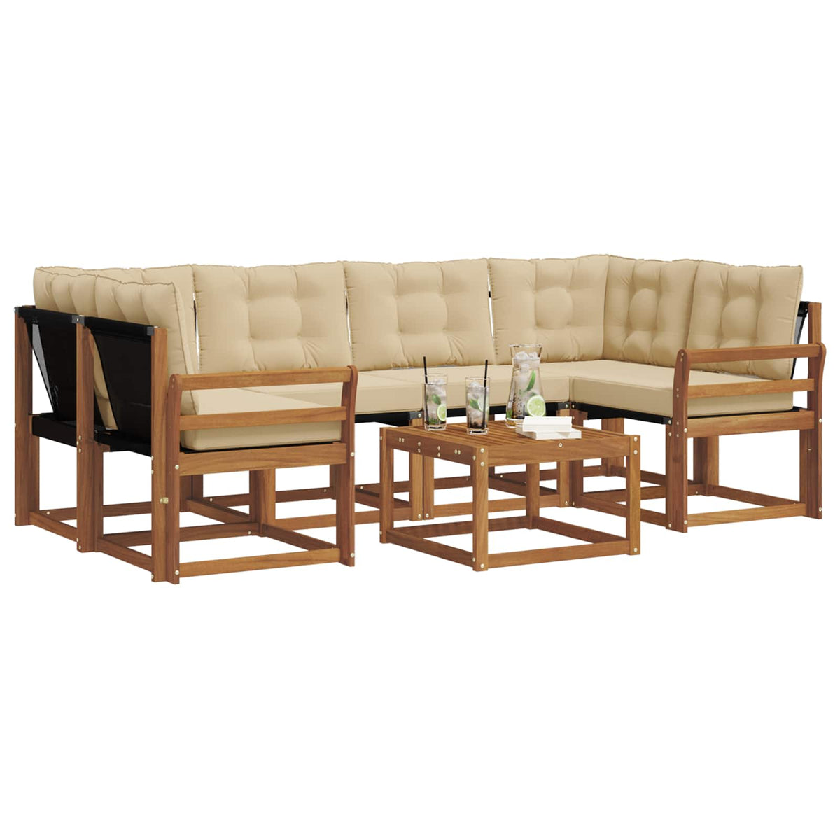 Set vanjskih sofa 7 kom. Prirodna i bež