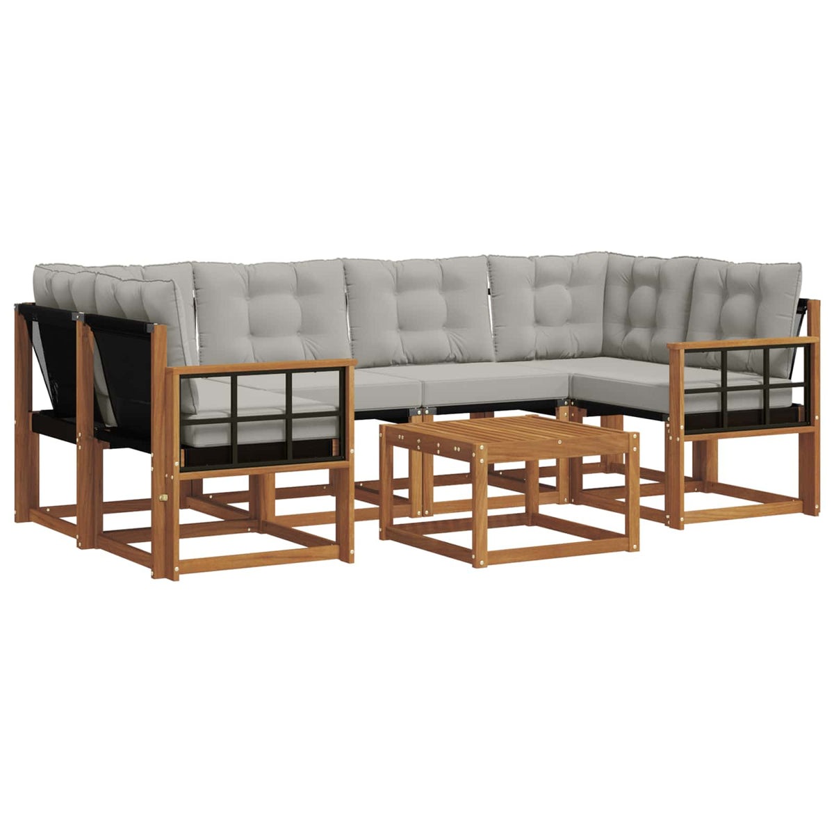 Set vanjskih sofa 7 kom. Prirodna i svijetlo siva