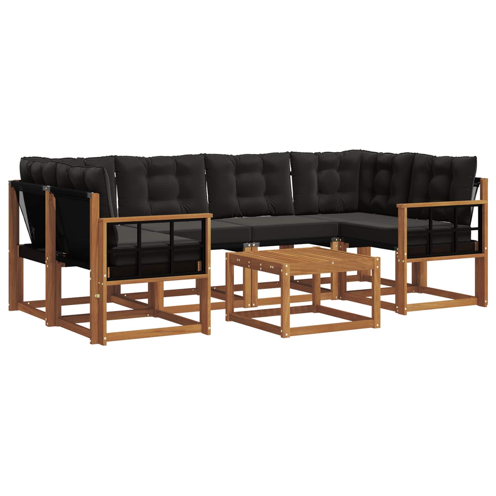 Set vanjskih sofa s jastukom 7 pcs Prirodna i crna