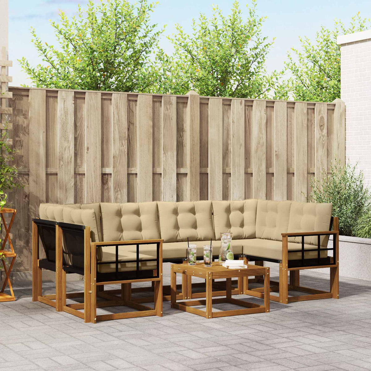 Set vanjskih sofa 7 kom. Prirodna i bež