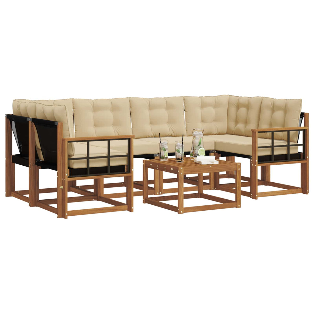 Set vanjskih sofa 7 kom. Prirodna i bež