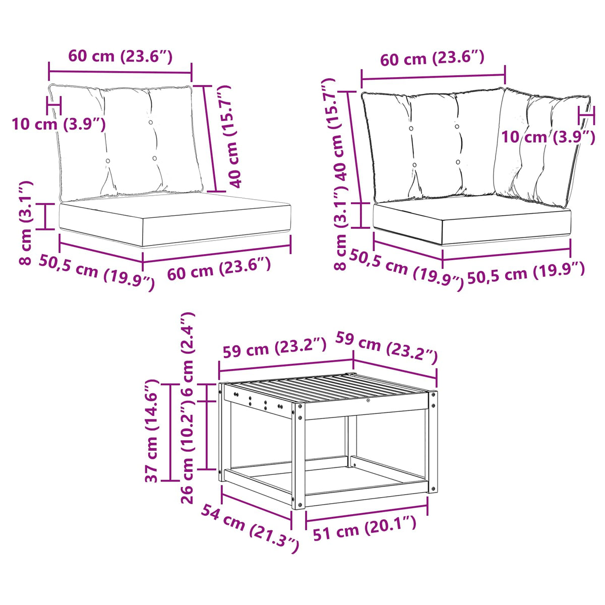 Set vanjskih sofa 7 kom. Prirodna i bež
