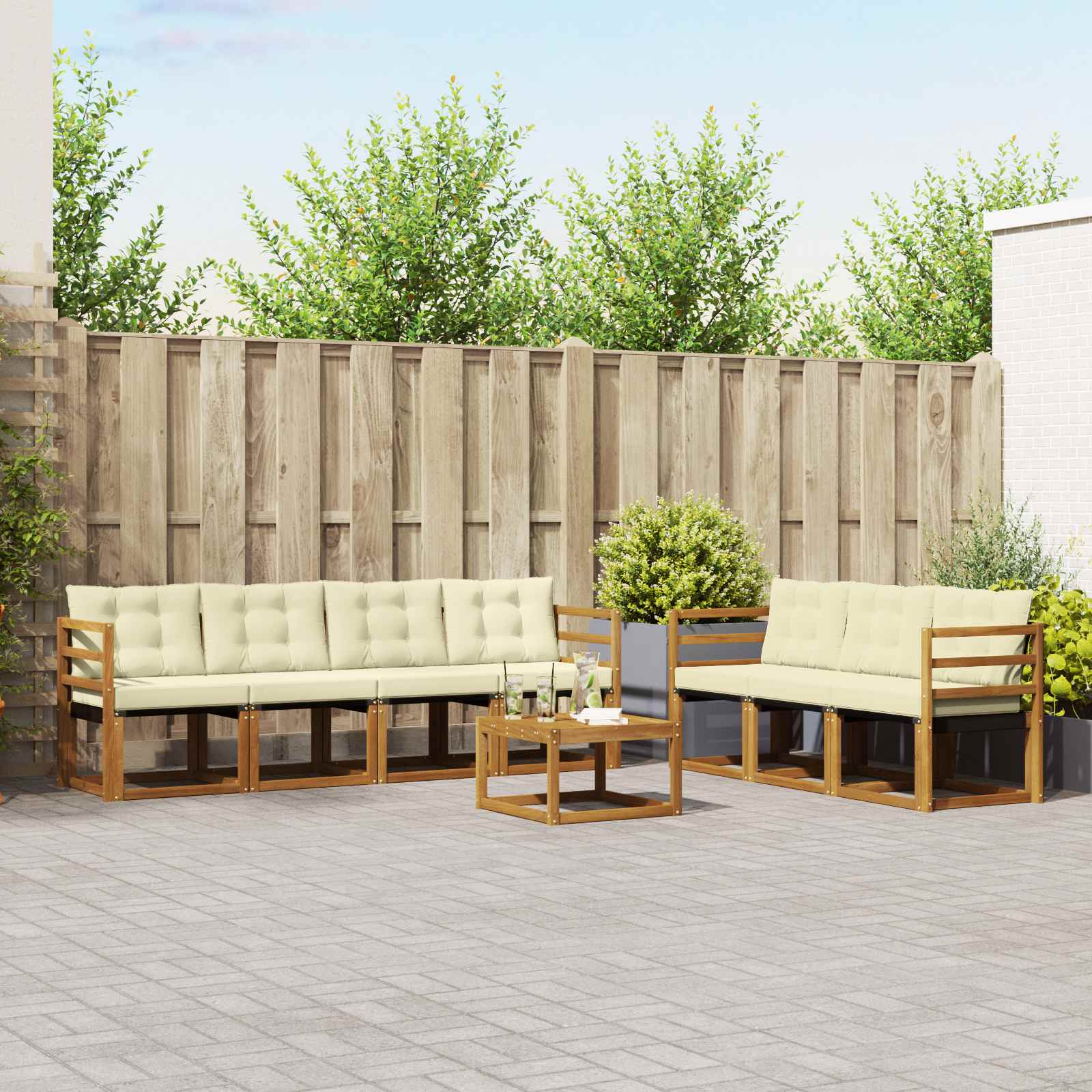 Set vanjskih sofa 8 kom. Prirodna i krem
