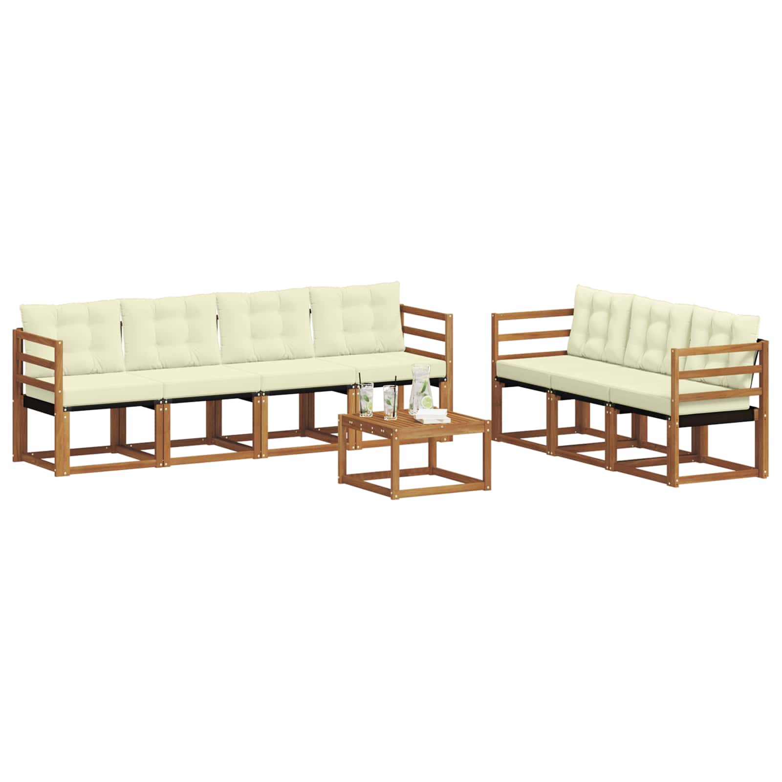 Set vanjskih sofa 8 kom. Prirodna i krem
