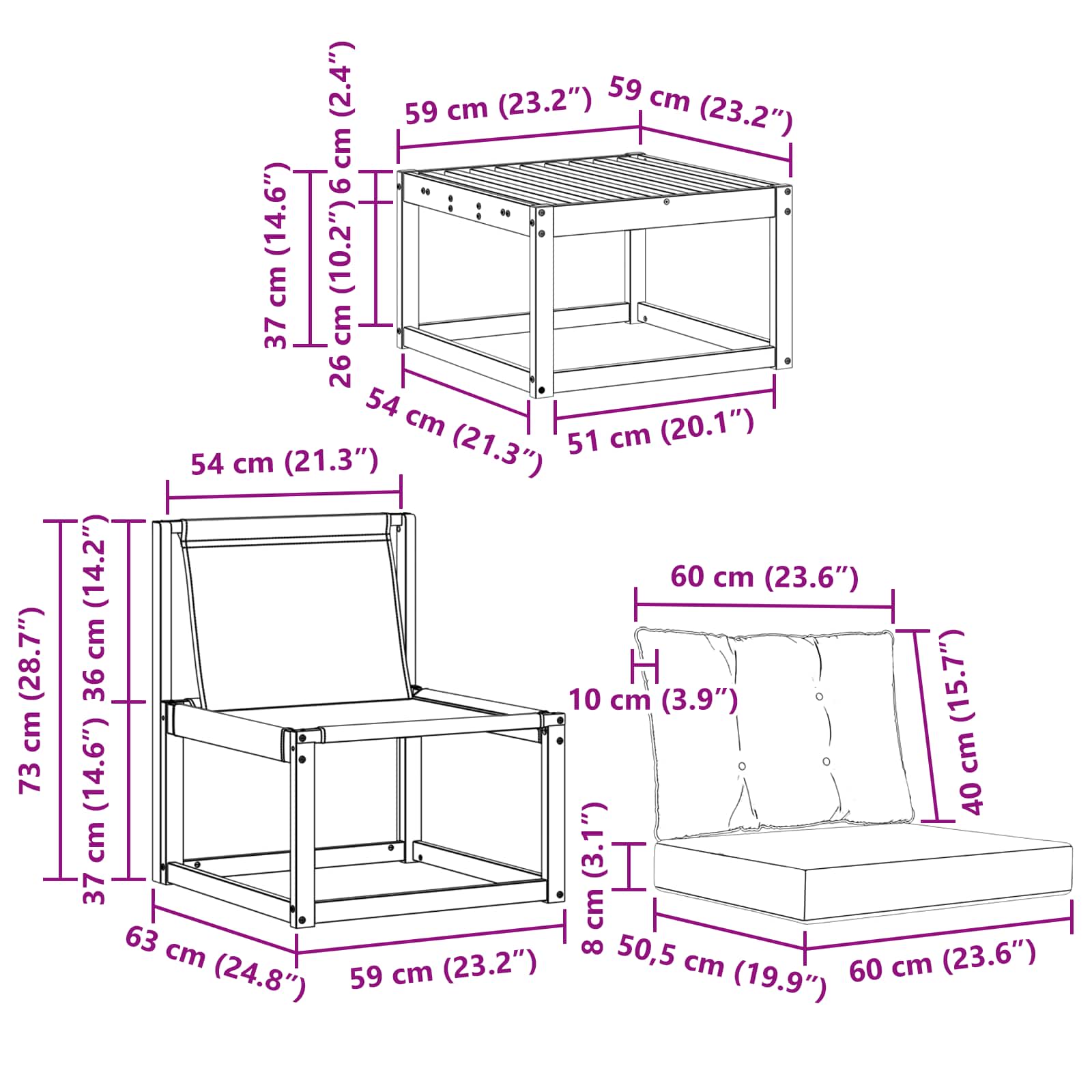 Set vanjskih sofa 8 kom. Prirodna i krem