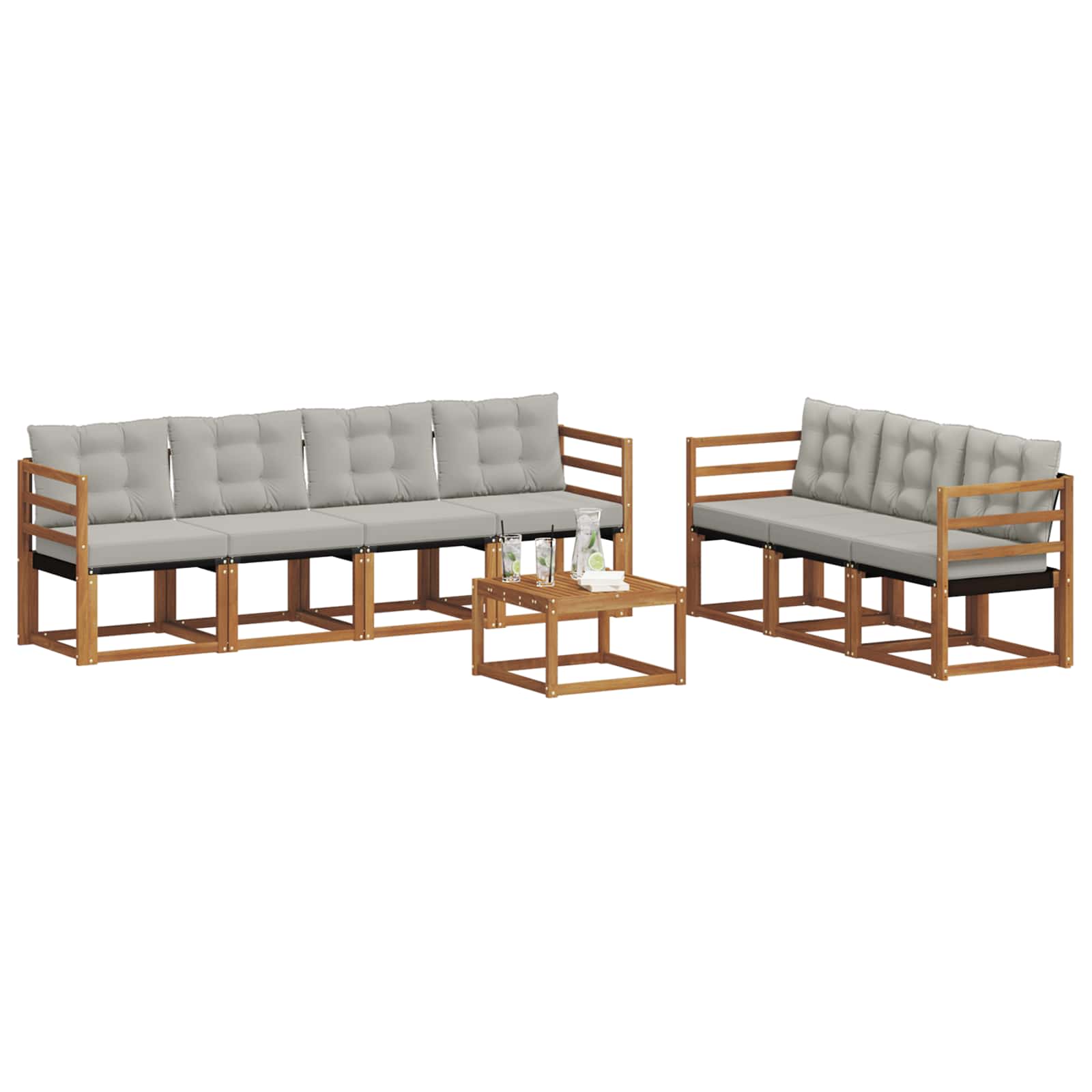 Set vanjskih sofa 8 kom. Prirodna i svijetlo siva