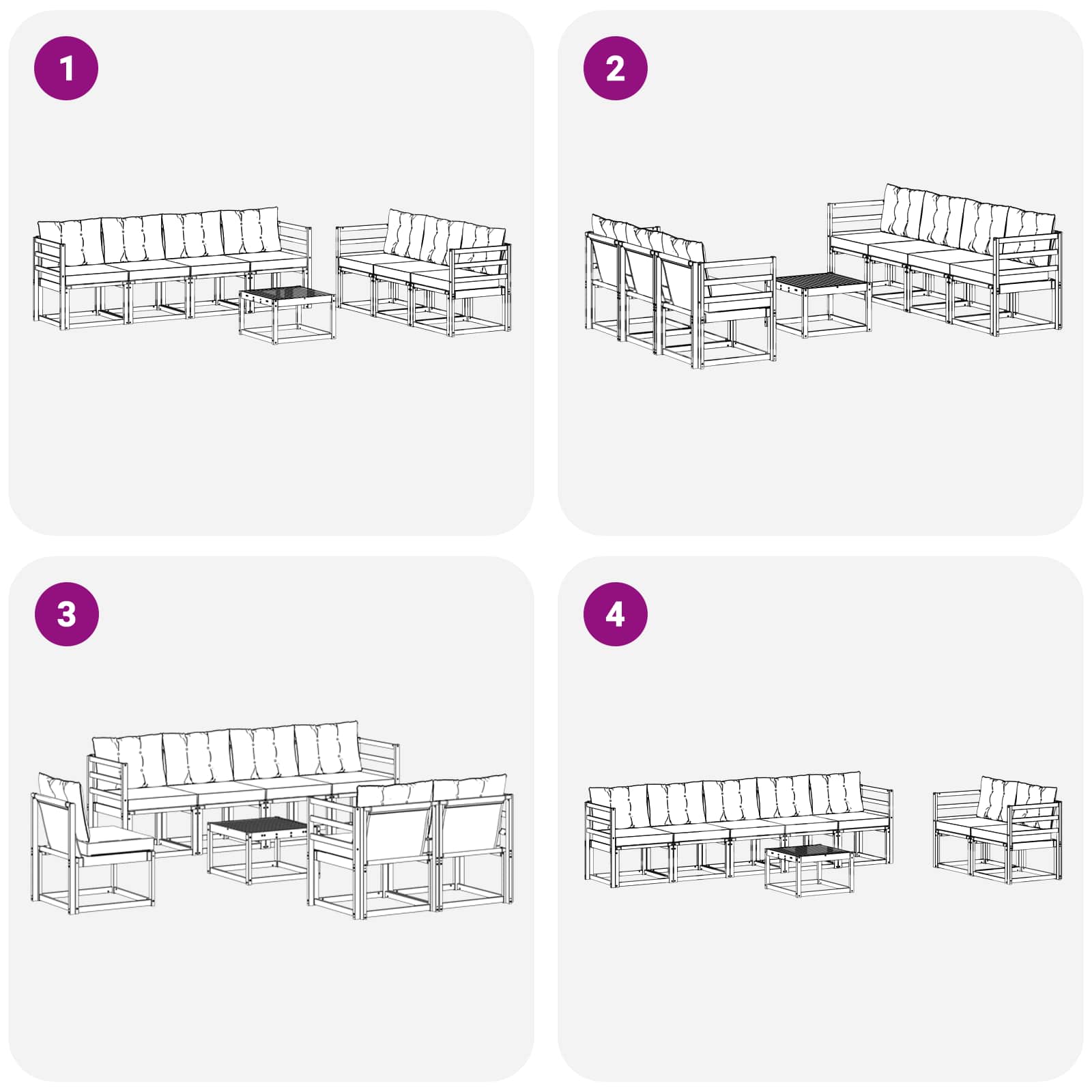 Set vanjskih sofa 8 kom. Prirodna i svijetlo siva