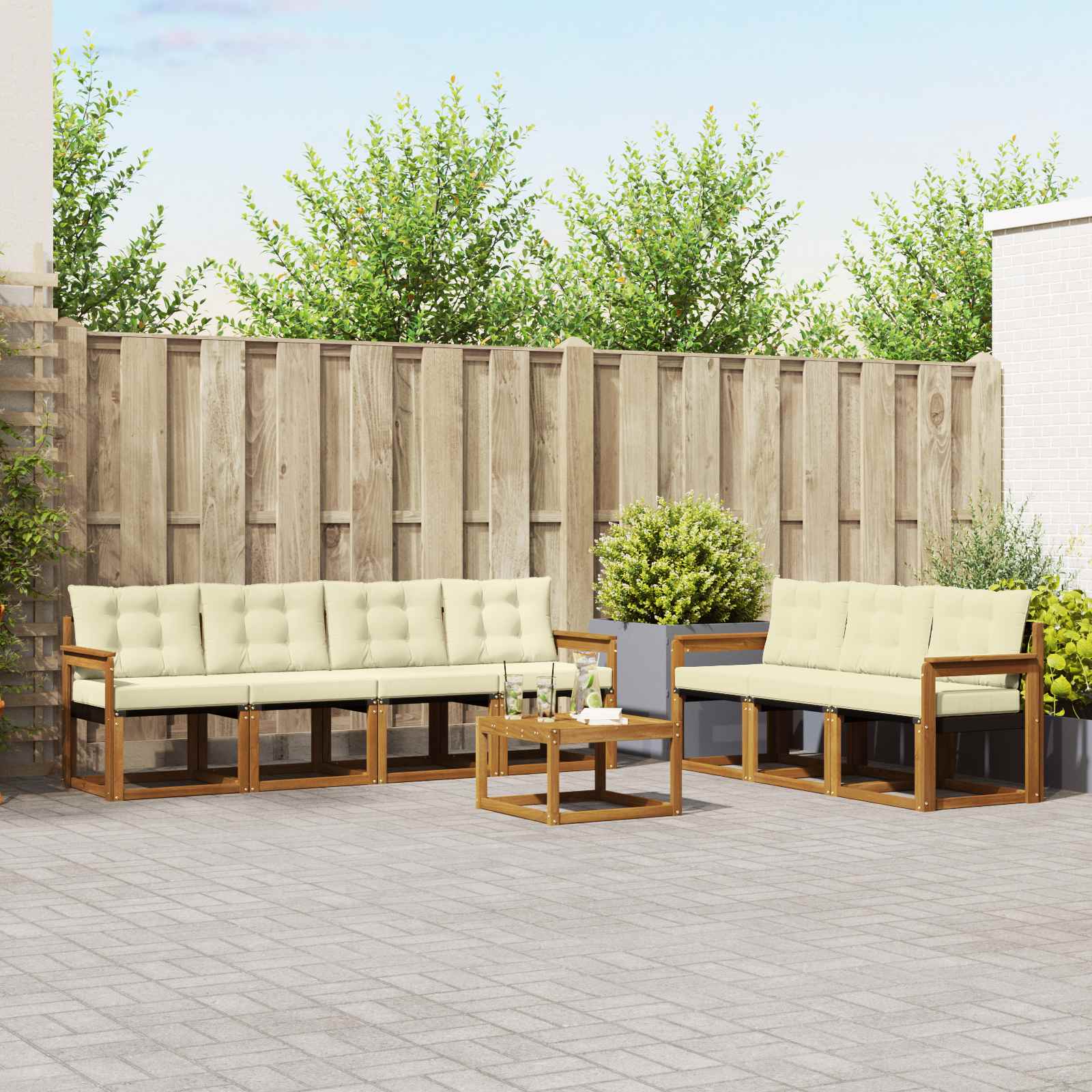 Set vanjskih sofa 8 kom. Prirodna i krem