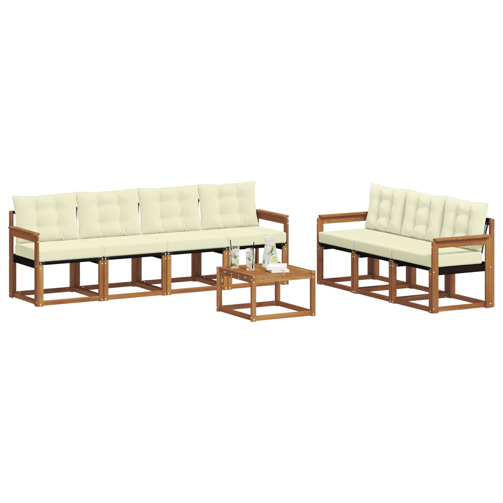 Set vanjskih sofa 8 kom. Prirodna i krem