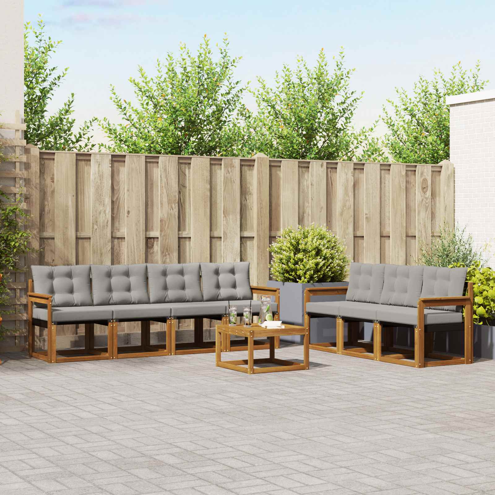 Set vanjskih sofa 8 kom. Prirodna i svijetlo siva