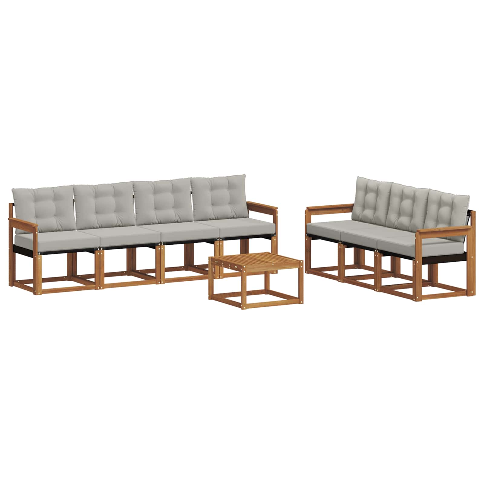 Set vanjskih sofa 8 kom. Prirodna i svijetlo siva
