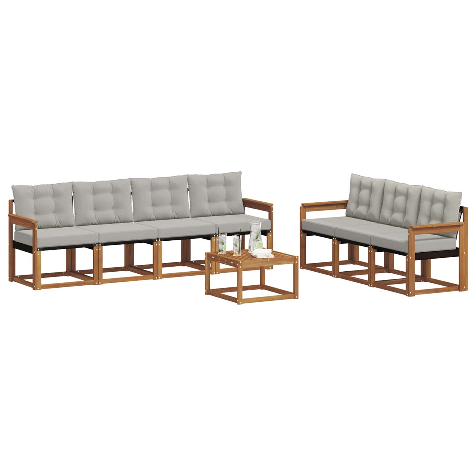 Set vanjskih sofa 8 kom. Prirodna i svijetlo siva