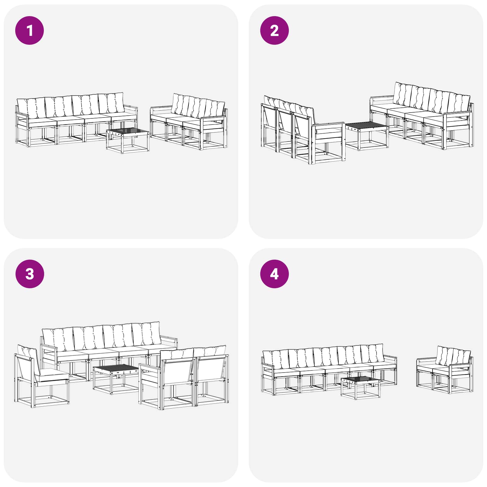 Set vanjskih sofa 8 kom. Prirodna i svijetlo siva