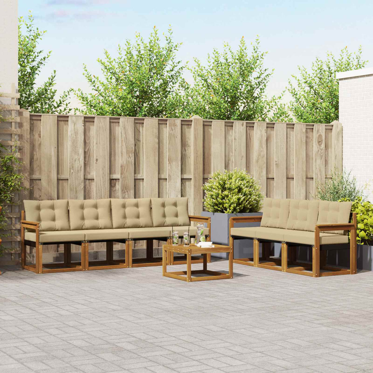 Set vanjskih sofa 8 kom. Prirodna i bež