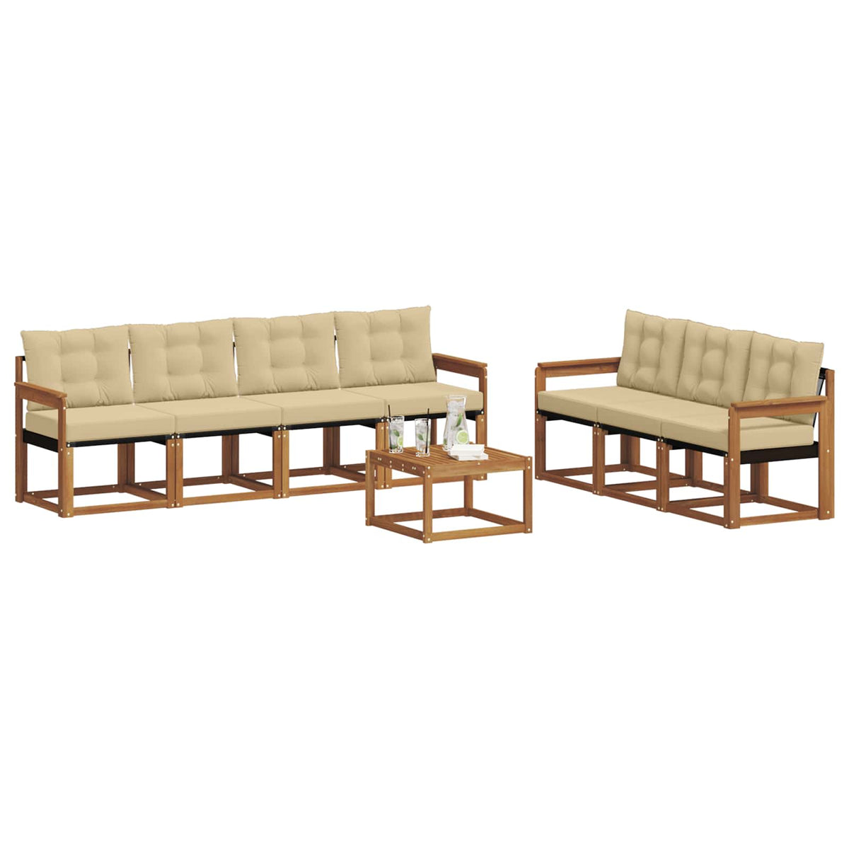 Set vanjskih sofa 8 kom. Prirodna i bež