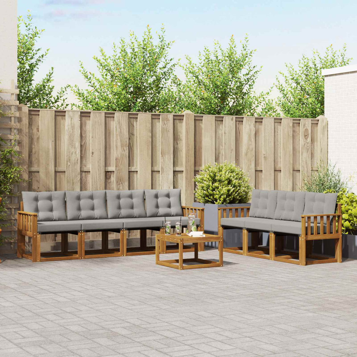 Set vanjskih sofa 8 kom. Prirodna i svijetlo siva