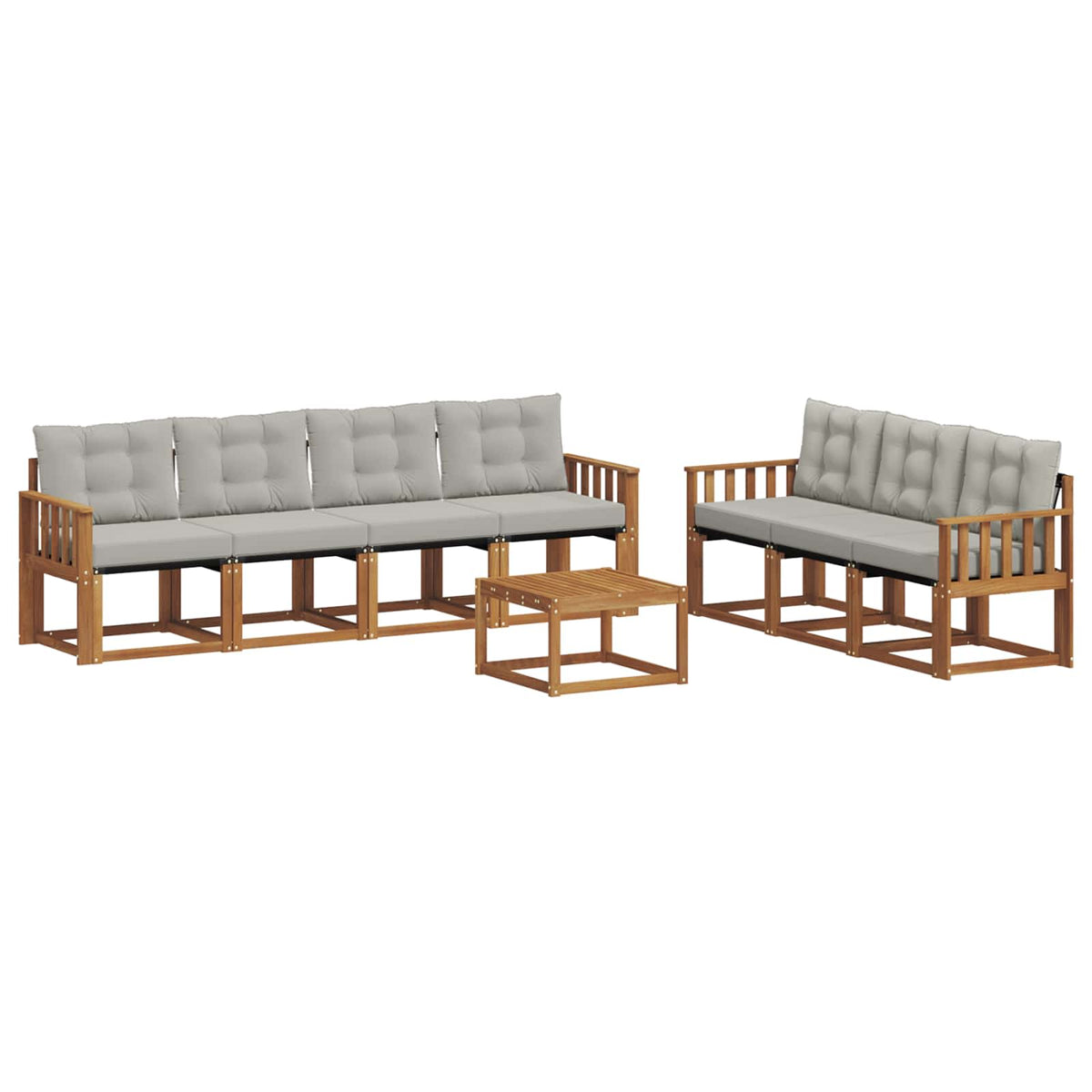 Set vanjskih sofa 8 kom. Prirodna i svijetlo siva