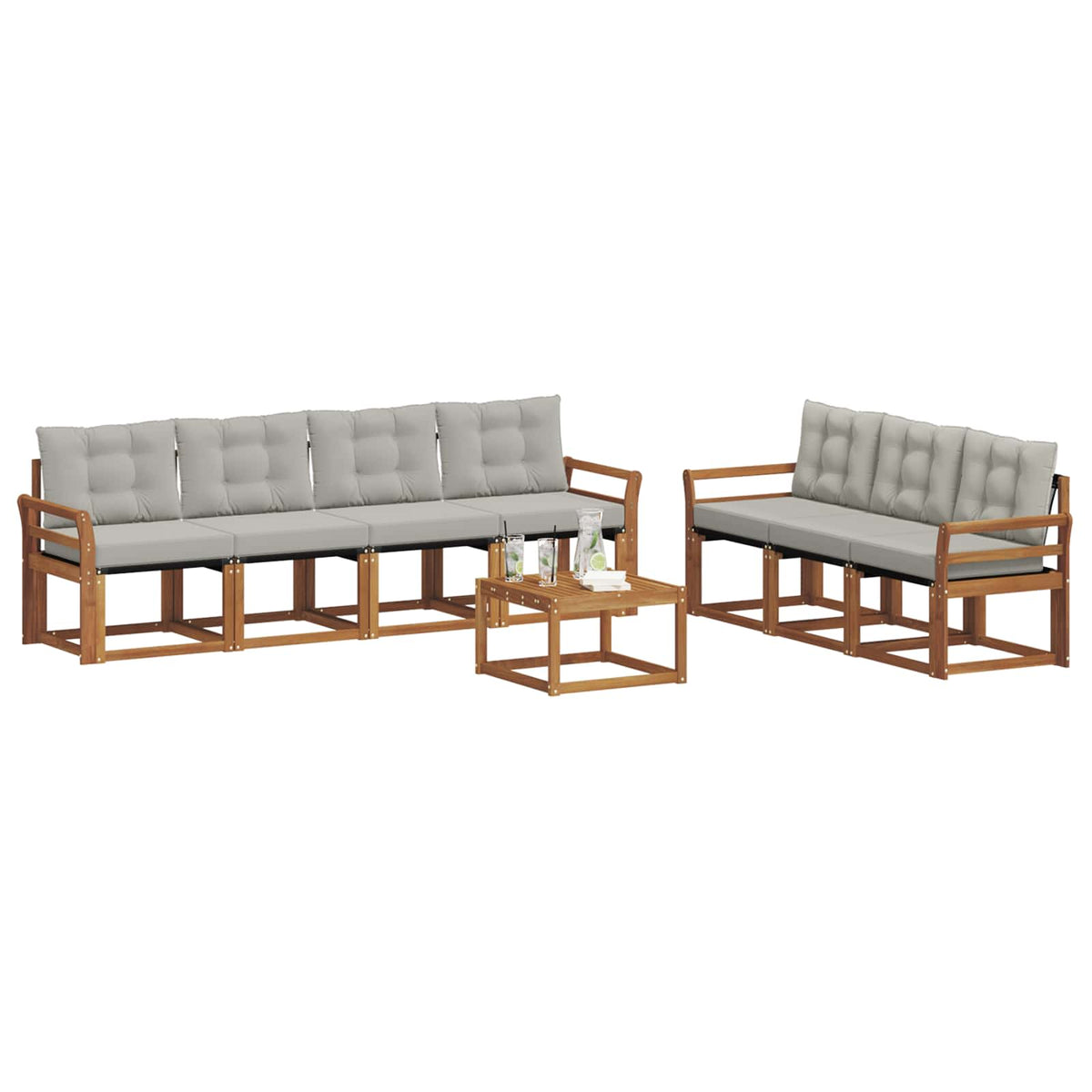 Set vanjskih sofa 8 kom. Prirodna i svijetlo siva