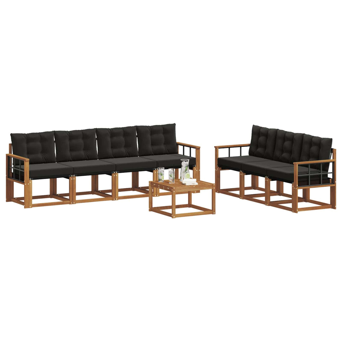 Set vanjskih sofa 8 kom. Prirodna i crna