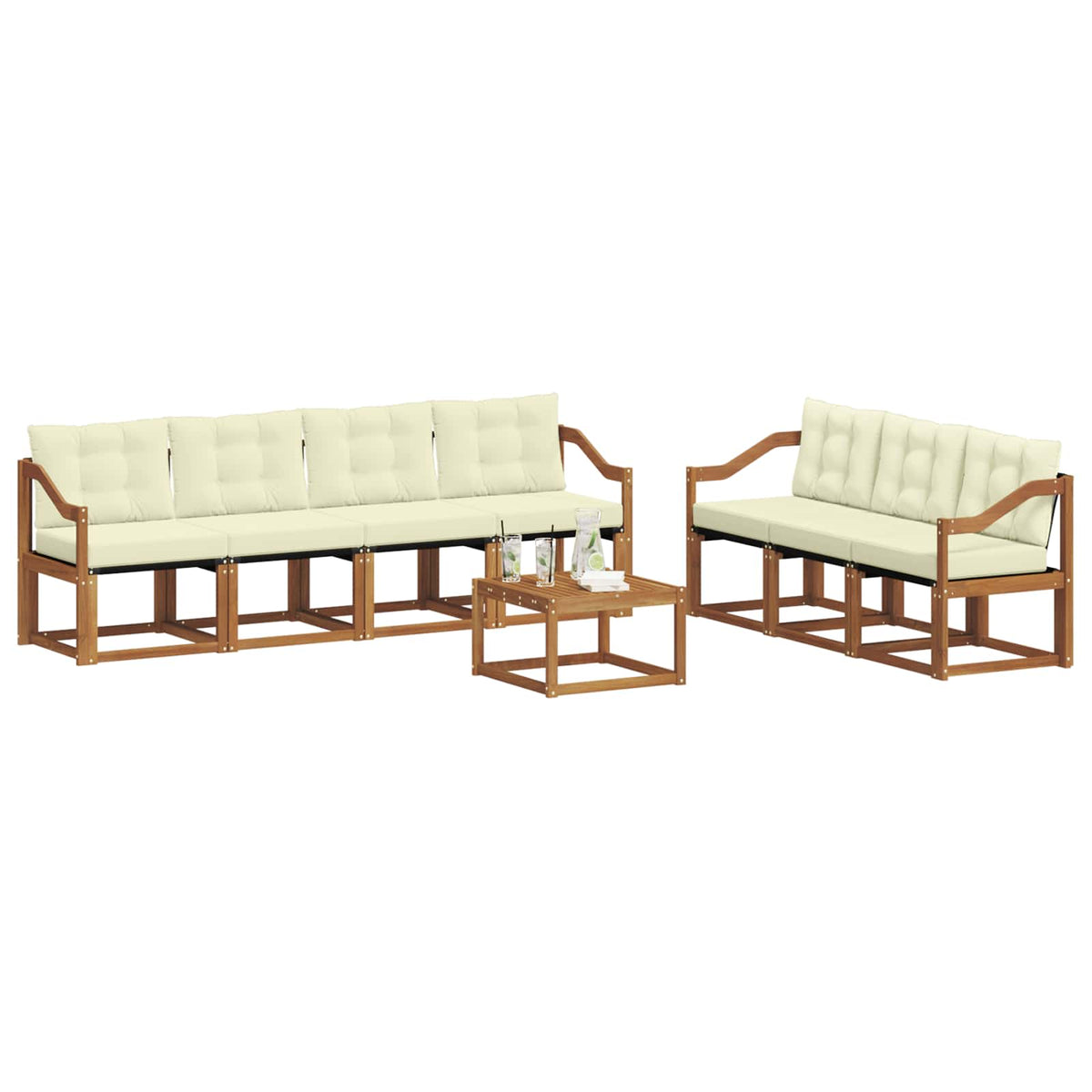 Set vanjskih sofa 8 kom. Prirodna i krem