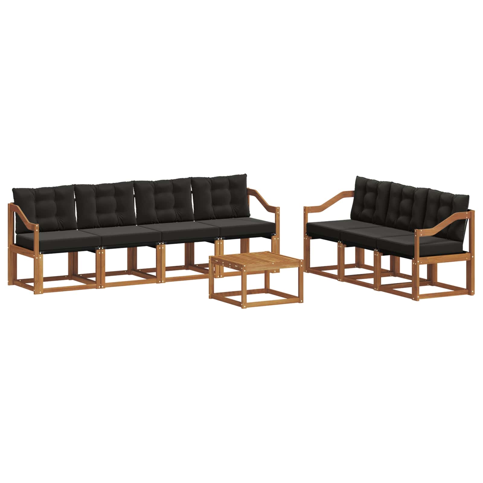 Set vanjskih sofa s jastukom 8 pcs Prirodna i crna