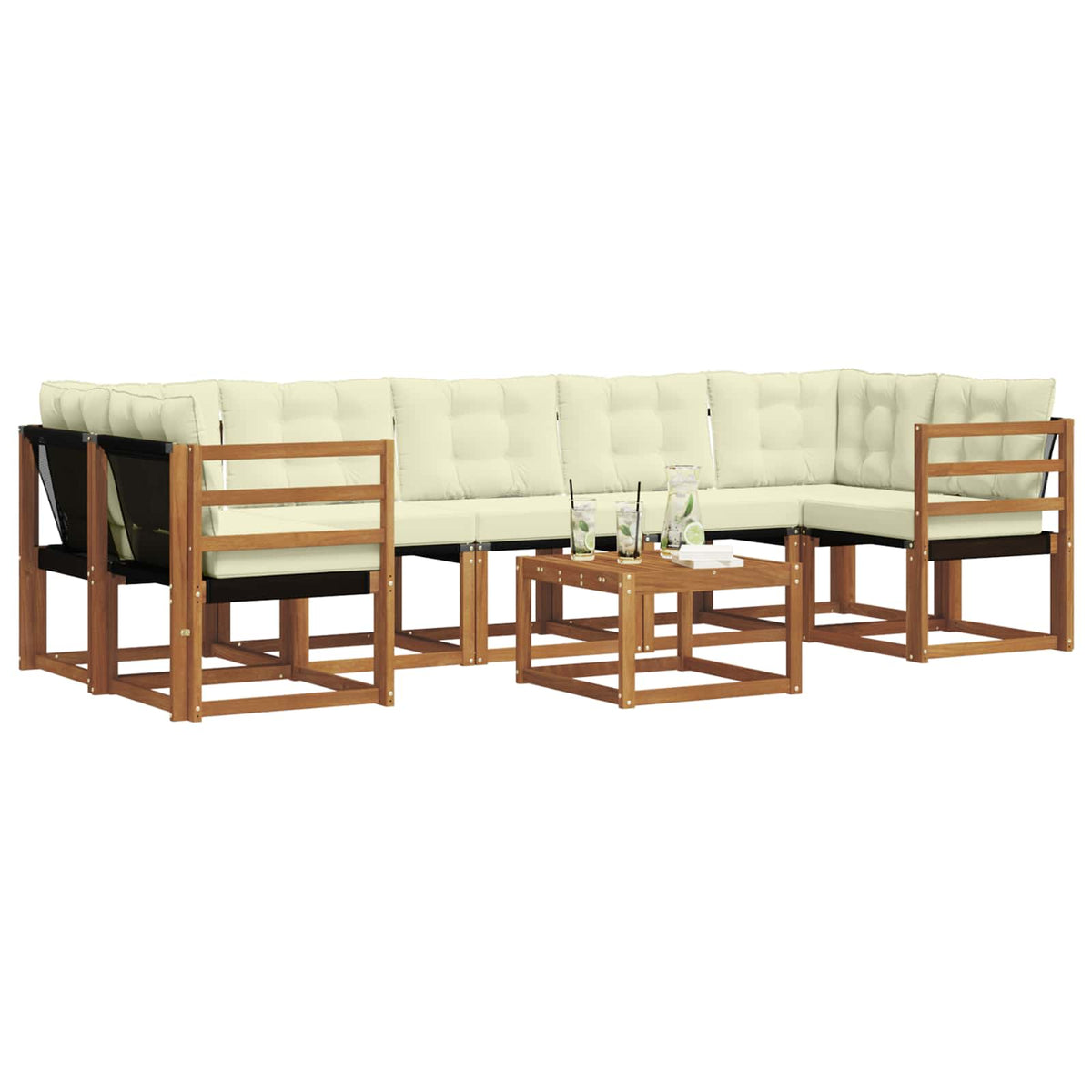 Set vanjskih sofa 8 kom. Prirodna i krem