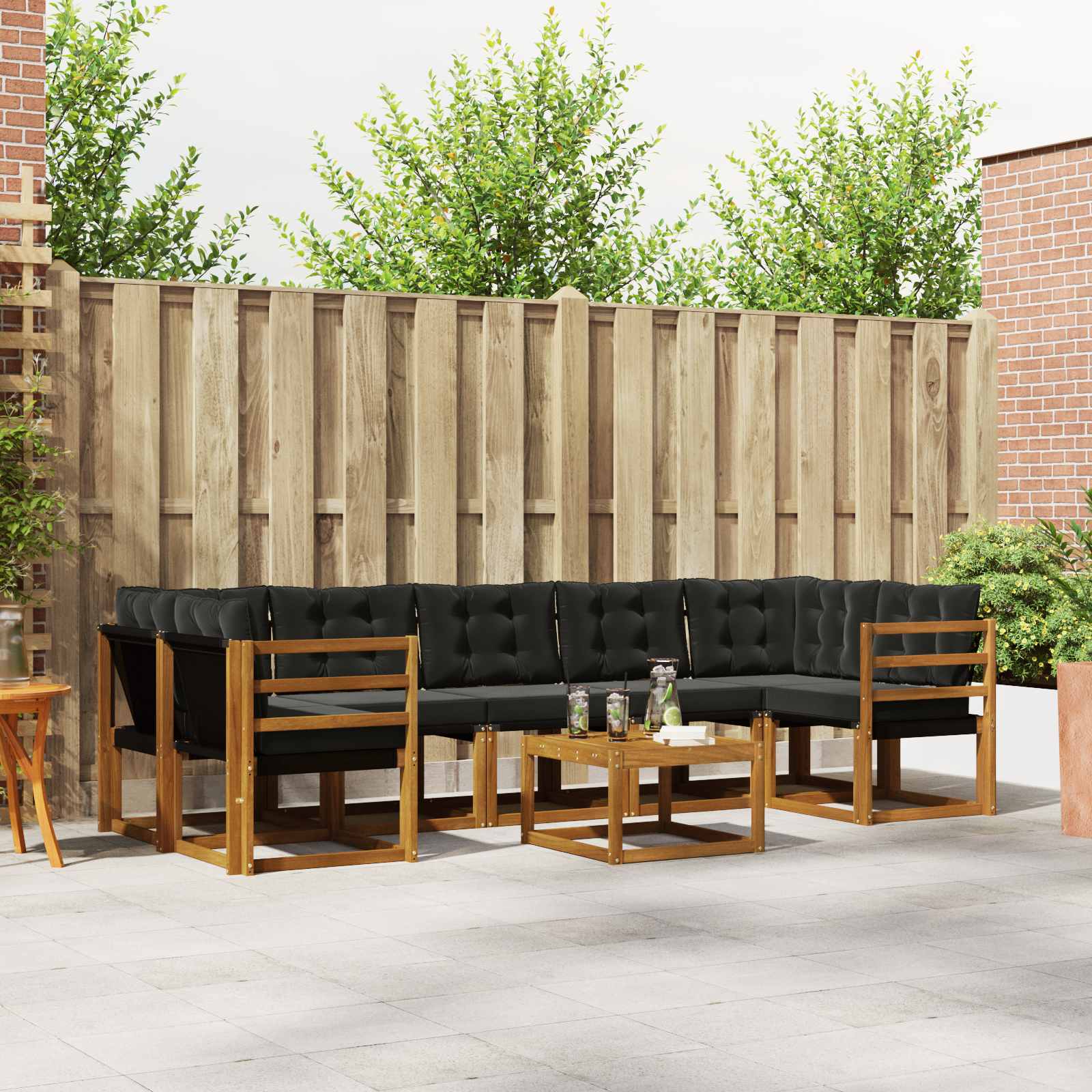 Set vanjskih sofa 8 kom. Prirodna i crna
