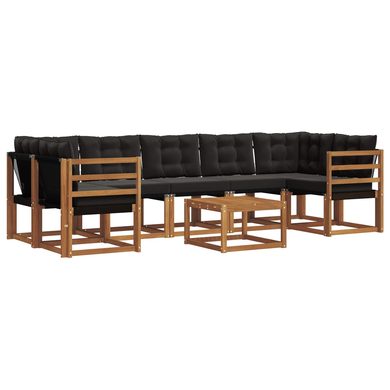 Set vanjskih sofa 8 kom. Prirodna i crna