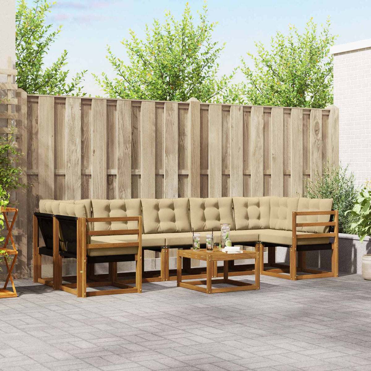 Set vanjskih sofa 8 kom. Prirodna i bež