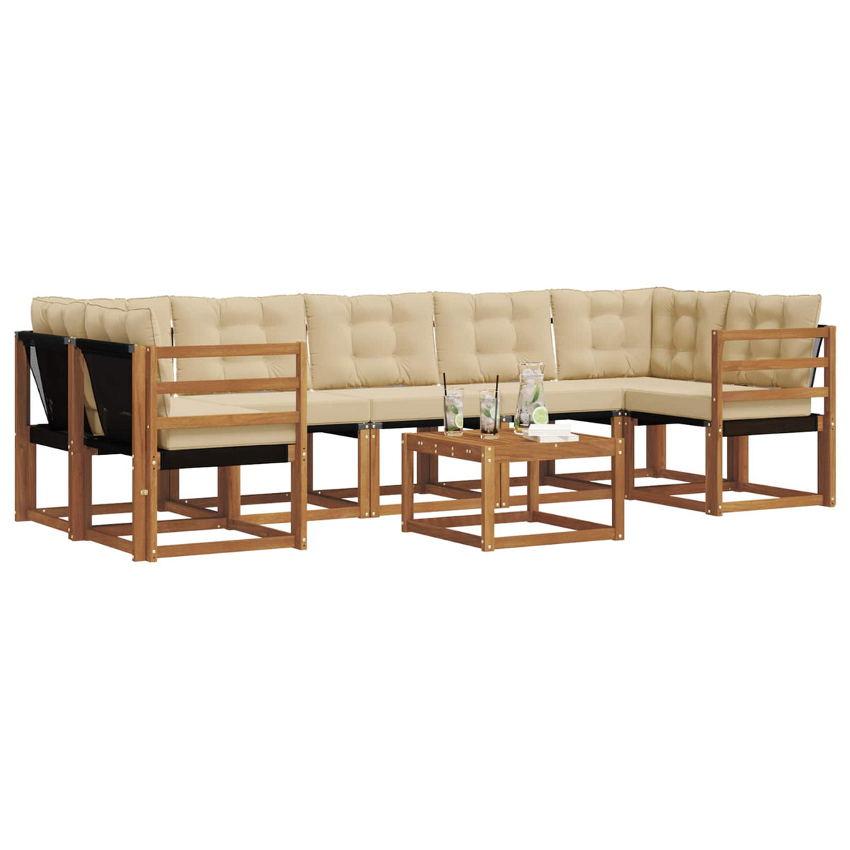 Set vanjskih sofa 8 kom. Prirodna i bež
