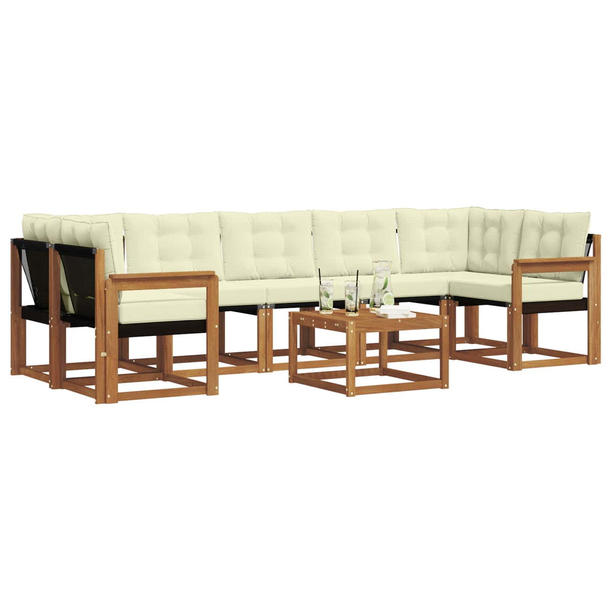 Set vanjskih sofa 8 kom. Prirodna i krem